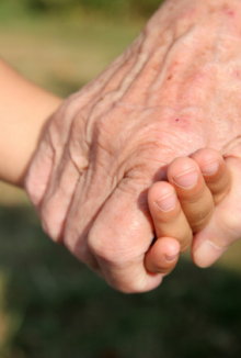 Old and young hands.