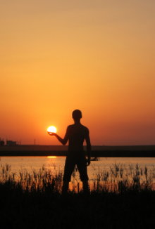 Man in sunset.