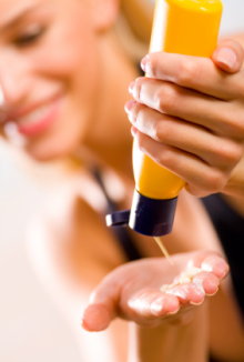 Woman with sunscreen.